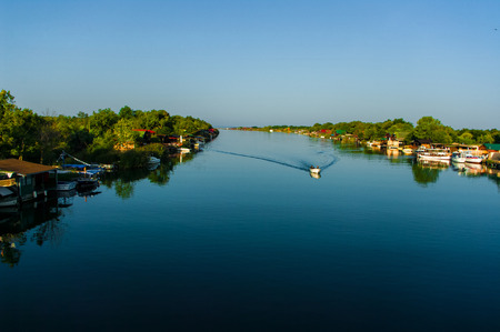 Bojana river on the island of Ada Bojana in Montenegro.の写真素材