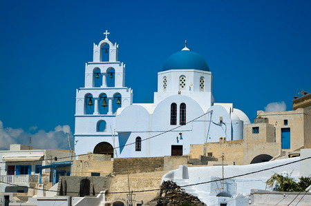 Orthodox Church in Pyrgos, Santorini Island.のeditorial素材