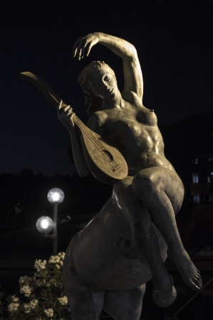 Gorgeous statue in Rome by nightの写真素材