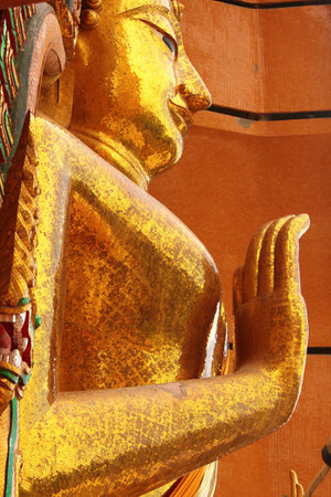 Big emerald buddha look at down with spiritual and faithful の写真素材