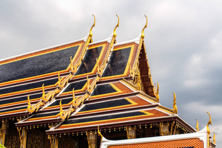 roof top of temple landmark of bangkok in grand palace is greatfull and faithfull when see it の写真素材