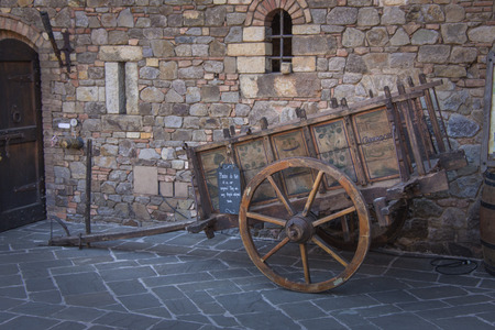 Sonoma, California  November 15, 2013, Castle Cart in Castello di Amorosa is a beautifully painted old cart.  Editorial use.のeditorial素材