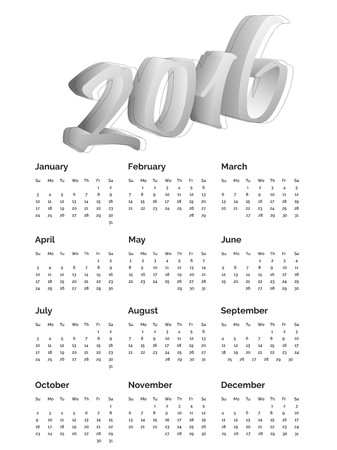 Calendar 2016 year with christmas candle vector, eps 10のイラスト素材