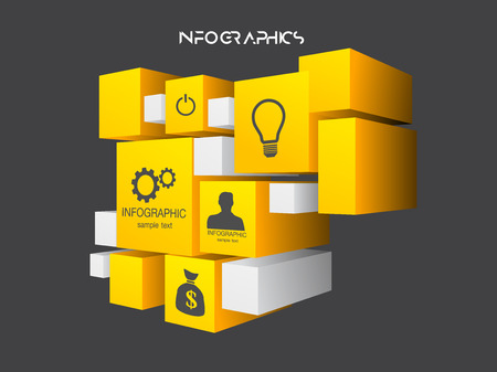 Infographics options design elements. Vector illustration. 3d cubes banner numbers and icons website eps 10のイラスト素材