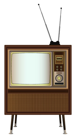 Big old vintage tv with antenna on stand with legsのイラスト素材