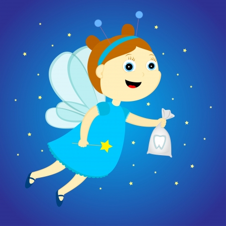 tooth fairy with a bag in his handsのイラスト素材