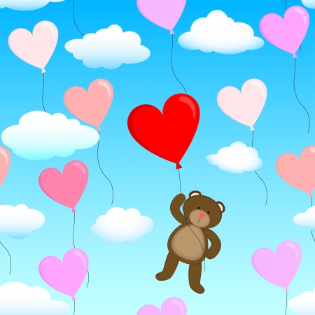 teddy bear with a balloonのイラスト素材