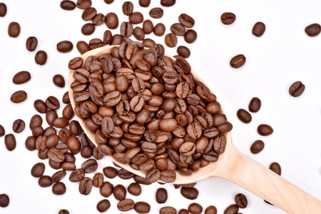 Coffee beans isolated on white background.Coffee textureの写真素材