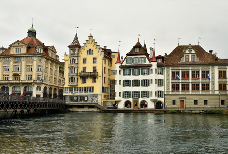 Switzerland Lucerne. 2 May 2018. Historical sights of Switzerland. Streets of Lucerne.のeditorial素材