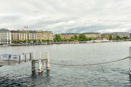 Switzerland Geneva. 1 May 2018. Embankment of the Lake of Geneva.のeditorial素材