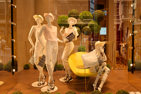 Italy Milan. 15 July 2018. Fashion store. Fashion house. Mannequins in Milan.のeditorial素材
