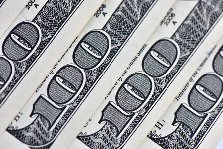 Dollars Closeup Concept. American Dollars Cash Money. One Hundred Dollar Banknotes.の写真素材