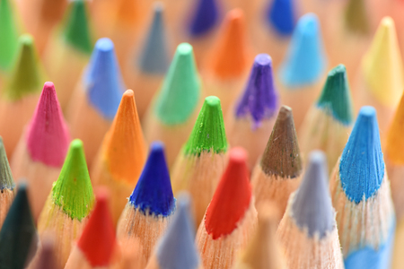 Color pencils, macro. Bright background. Stationery for drawing.の写真素材