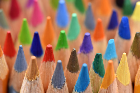 Color pencils, macro. Bright background. Stationery for drawing.の写真素材