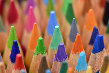 Color pencils, macro. Bright background. Stationery for drawing.の写真素材