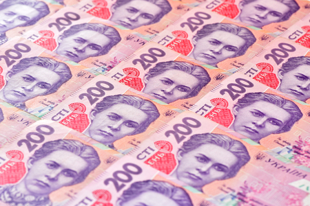 Money and banking.Ukrainian money. Texture from banknotes.の写真素材