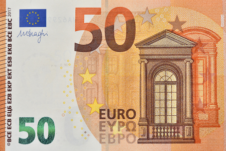 Background of European paper banknotes.の写真素材