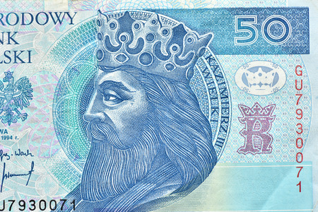 The texture of banknotes. Banking system.50 Polish zloty.の写真素材
