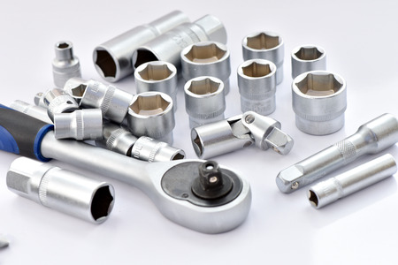 Automotive socket wrench set. Tool for fasteners.