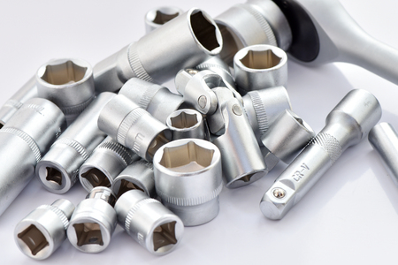 Automotive socket wrench set. Tool for fasteners.の写真素材