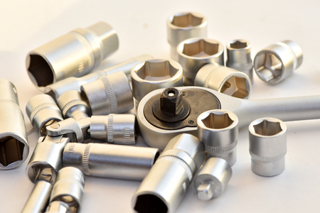 Automotive socket wrench set. Tool for fasteners.の写真素材