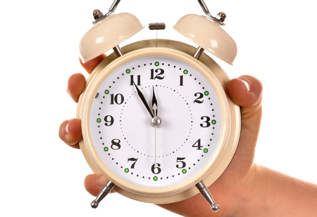 Alarm clock on white backgroundの写真素材