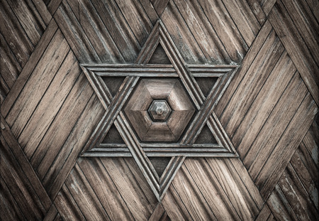 Wooden David star, jewish symbol.の写真素材