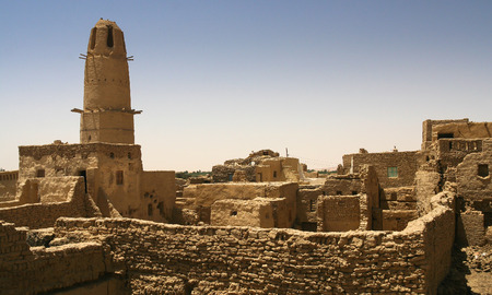 The fortified Islamic town of Al Qasr was built at Dakhla Oasis in the 12th century, Dakhla, Egyptの写真素材