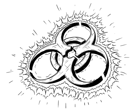Vector cartoon drawing illustration of biohazard symbolのイラスト素材