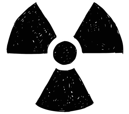 Vector doodle hand drawing illustration of nuclear radiation symbol.のイラスト素材