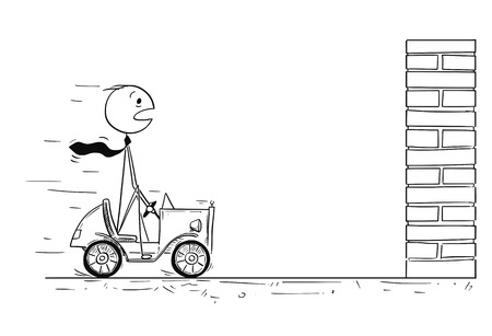 Cartoon stick man on bicycleのイラスト素材