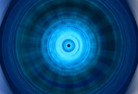 Abstract blue sci-fi glowing circular ornamental pattern, background or ornament.の写真素材