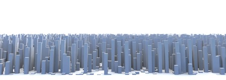 Abstract and generic 3d simple city blocks buildings skyscrapers skyline landscape.の写真素材