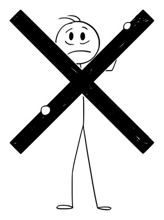 Censored Person, Concept of Censorship or No Freedom of Talk, Vector Cartoon Stick Figure Illustrationのイラスト素材