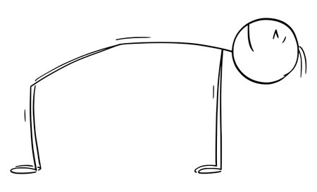 Person in Yoga Pose, Vector Cartoon Stick Figure Illustrationのイラスト素材