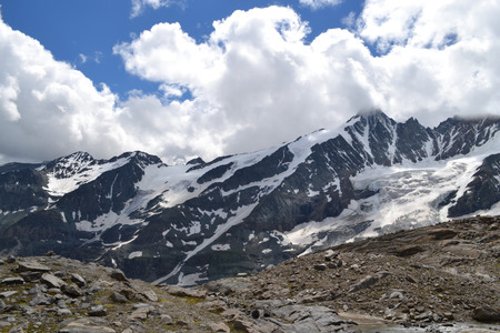 Austrian mountains - Glacier Pasterze - Gross Glockner - touristの写真素材