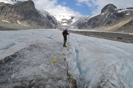 Austrian mountains - Glacier Pasterze - Gross Glockner - touristの写真素材