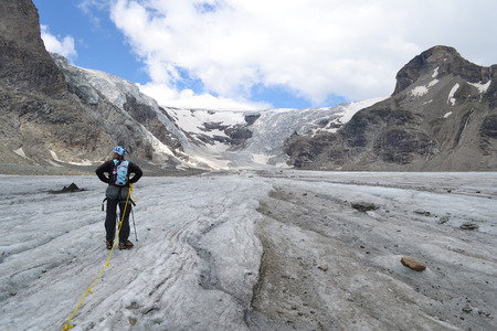 Austrian mountains - Glacier Pasterze - Gross Glockner - touristの写真素材