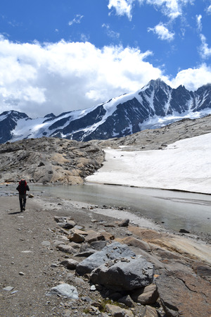 Austrian mountains - Glacier Pasterze - Gross Glockner - touristの写真素材