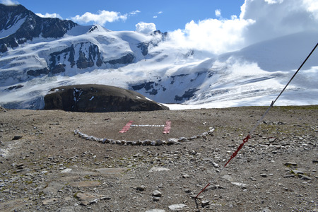 Austrian mountains - Glacier Pasterze - landing place for helicopterの写真素材