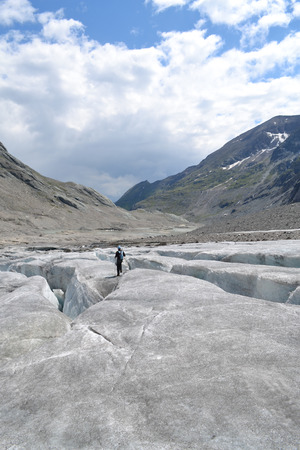 Austrian mountains - Glacier Pasterze - Gross Glockner - touristの写真素材