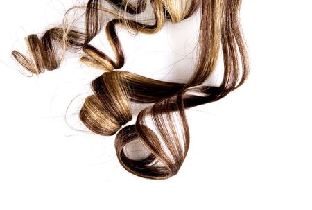 long brown hair style on white isolated backgroundの写真素材