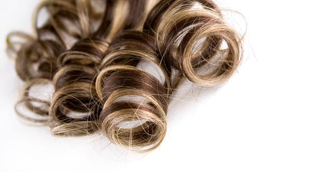 long brown hair style on white isolated backgroundの写真素材