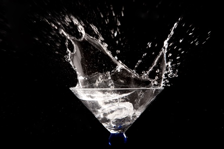 clear water splash on black backgroundの写真素材