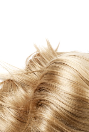 human blonde hair on white isolated backgroundの写真素材