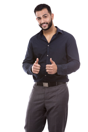 east asian handsome businessman on white isolated backgroundの写真素材
