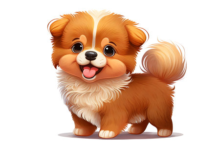 Cute cartoon dog isolated on a white background. Vector illustration.の写真素材
