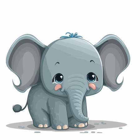 Cute baby elephant isolated on white background. Vector cartoon illustration.のイラスト素材