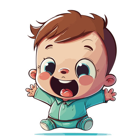 Cute little baby boy cartoon vector illustration isolated on white background.のイラスト素材