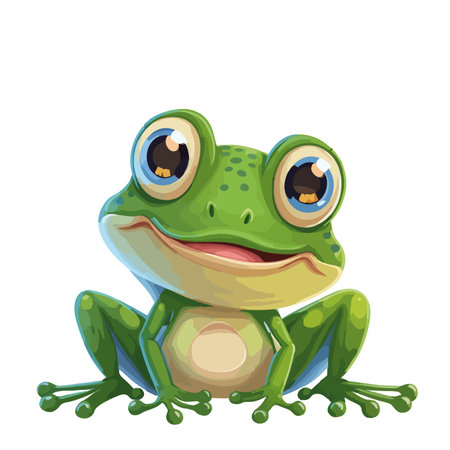 Frog on a white background. Vector illustration of a green frog.のイラスト素材